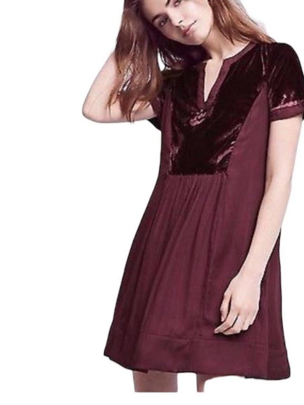 Anthropologie Red Velvet Mini Dress